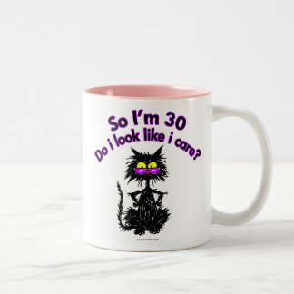 30th Birthday Cat Gifts Two-Tone Coffee Mug
