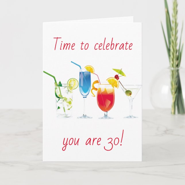 **30th BIRTHDAY** CELEBRATE IT COMES ONLY ONCE!  Card (Front)