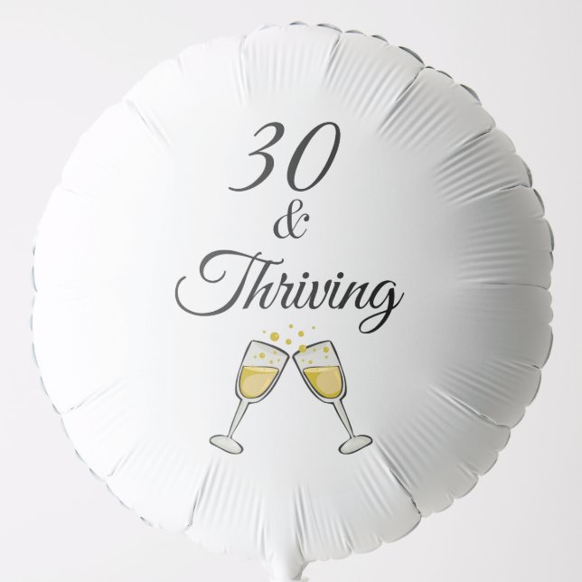 30th Birthday Champagne Clink Balloon (Front)