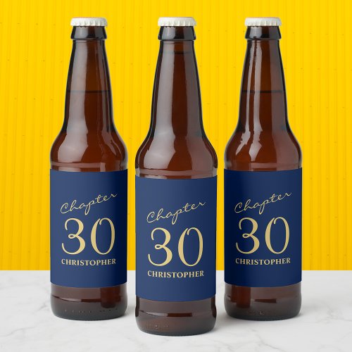 30th Birthday Chapter 30 Blue Gold Beer Bottle Label