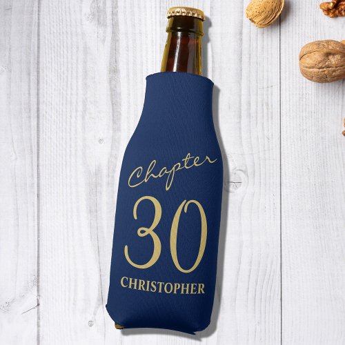 30th Birthday Chapter 30 Blue Gold Bottle Cooler