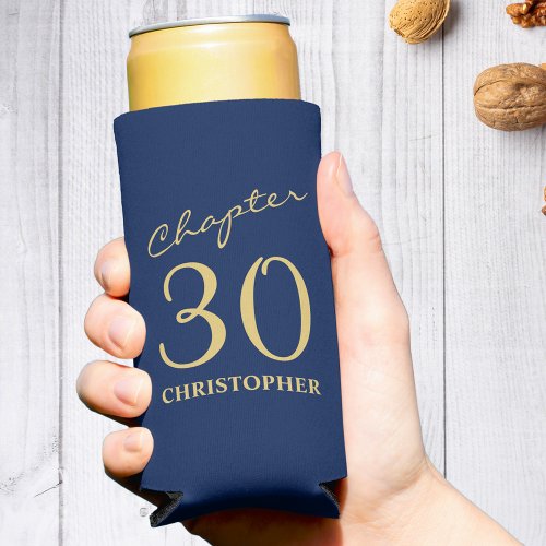 30th Birthday Chapter 30 Blue Gold Seltzer Can Cooler
