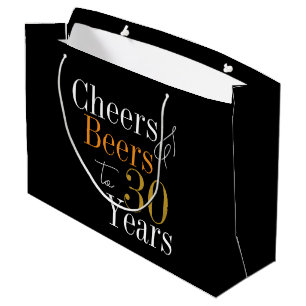 30th Birthday Cheers and Beers Party Favor Large Gift Bag