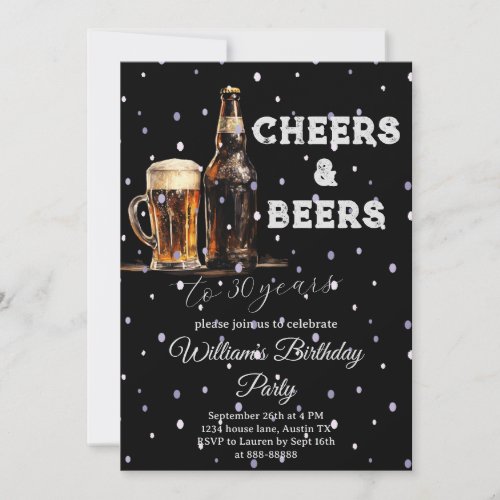 30th Birthday Cheers and Beers To 30 Years Invitation