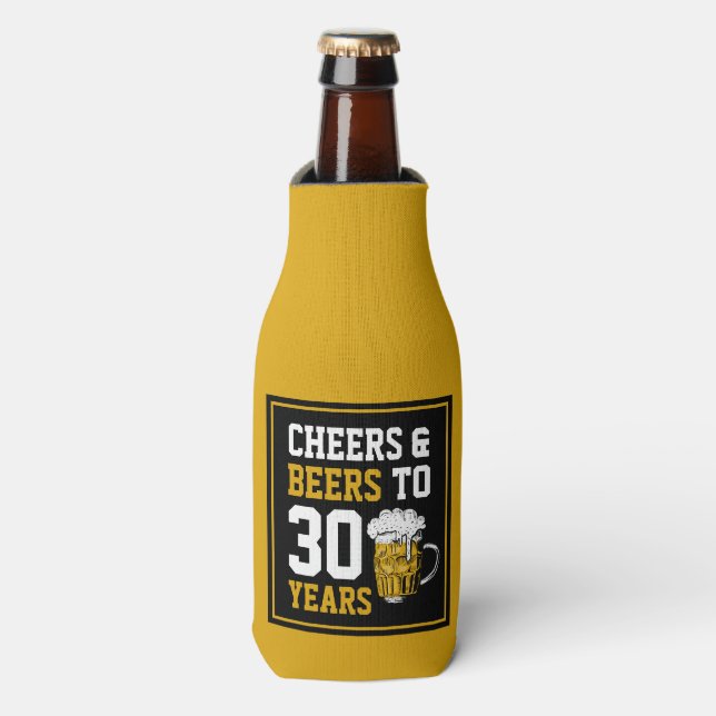 30th Birthday Cheers & Beers to 30 Years Bottle Cooler (Bottle Front)