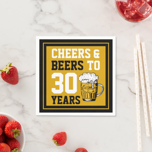 30th Birthday Cheers & Beers to 30 Years Napkins (Insitu)