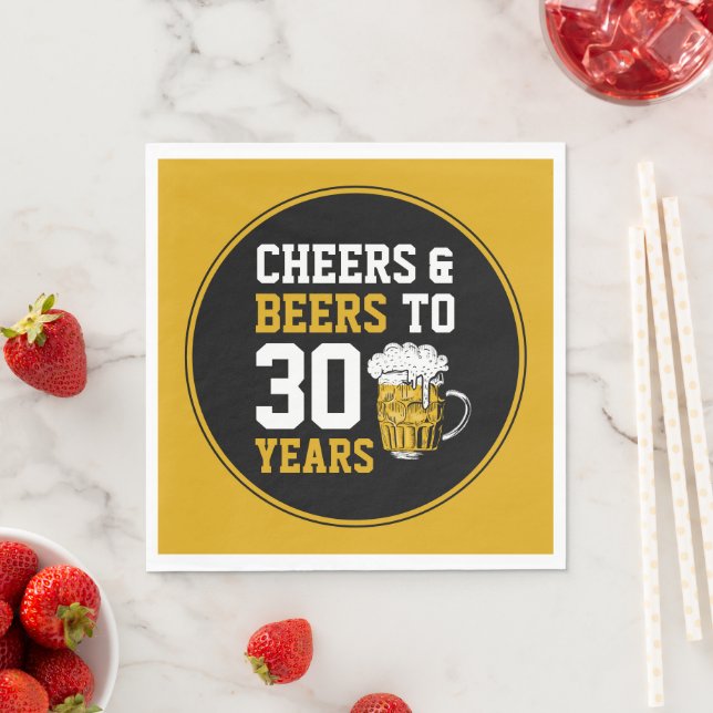 30th Birthday Cheers & Beers to 30 Years Napkins (Insitu)