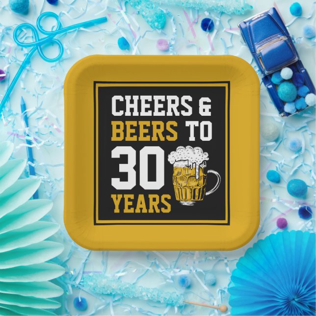 30th Birthday Cheers & Beers to 30 Years Paper Plates (Party)
