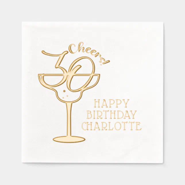 30th Birthday Cheers Thirtieth Personalized Name Foil Napkins Zazzle