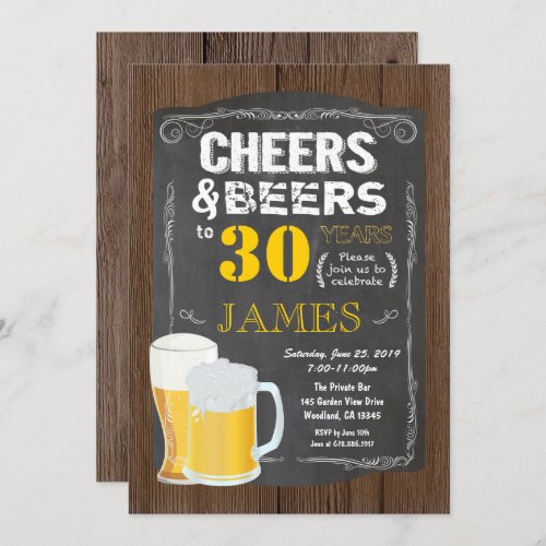 30th birthday Cheers to 30 years beer party Invitation