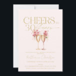 30th Birthday Cheers To 30 Years Pink Gold Floral Invitation<br><div class="desc">Toast to thirty fabulous years with our Cheers to 30 Years 30th Birthday Party Invitation! This invitation is perfect for celebrating a woman's milestone birthday in style. Featuring a super girly design with vibrant pink hues and elegant gold accents, it sets the tone for a chic and glamorous celebration. Two...</div>