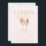 30th Birthday Cheers To 30 Years Pink Gold Floral Invitation<br><div class="desc">Toast to thirty fabulous years with our Cheers to 30 Years 30th Birthday Party Invitation! This invitation is perfect for celebrating a woman's milestone birthday in style. Featuring a super girly design with vibrant pink hues and elegant gold accents, it sets the tone for a chic and glamorous celebration. Two...</div>