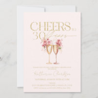 30th Birthday Cheers To 30 Years Pink Gold Floral