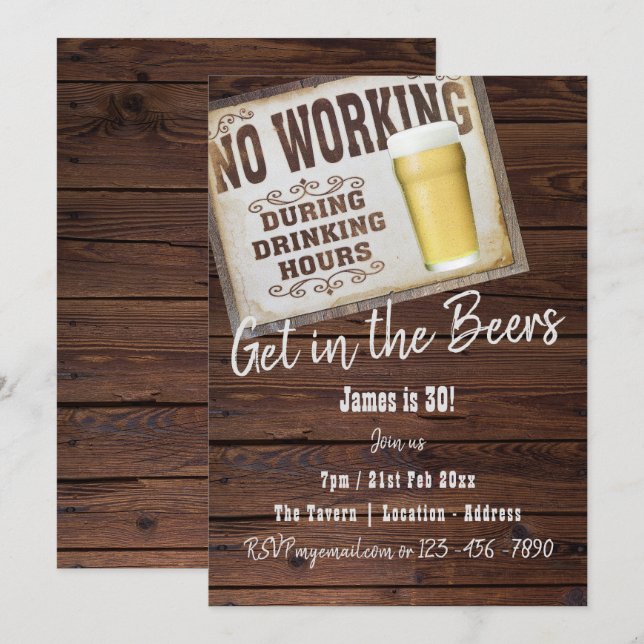 30th Birthday Cheers To Beers Mens Invitations (Front/Back)