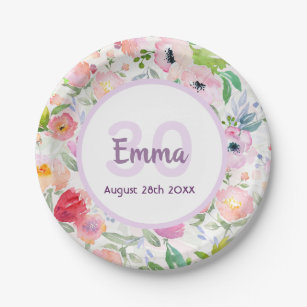 purple flower plates zazzle pink flower paper plates
