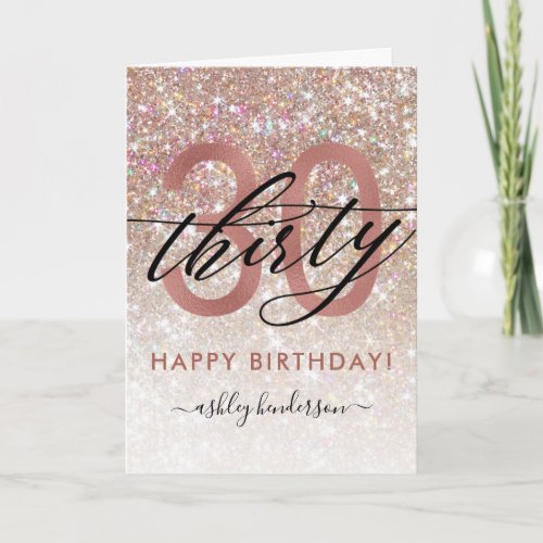 30th Birthday Chic Glitter Ombre Card