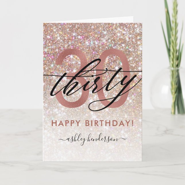 30th Birthday Chic Glitter Ombre Card (Front)