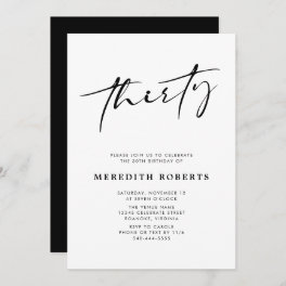 30th Birthday Chic Modern Script Minimalist Party Invitation