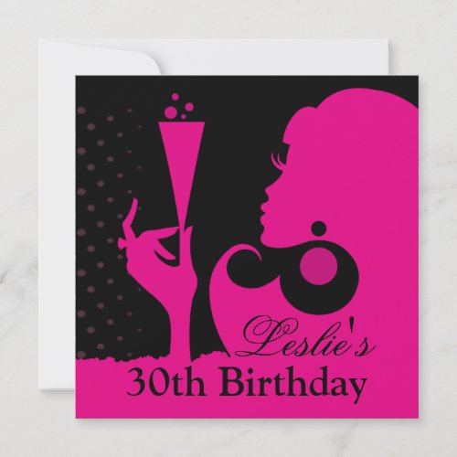 30th Birthday Cocktail Party pink Invitation
