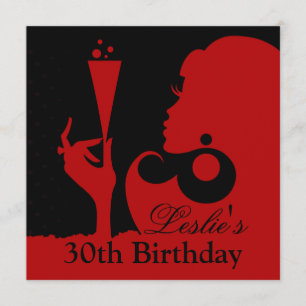 30th Birthday Cocktail Party red Invitation