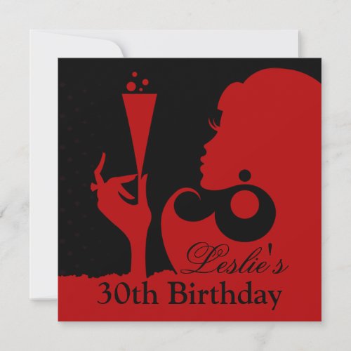 30th Birthday Cocktail Party red Invitation