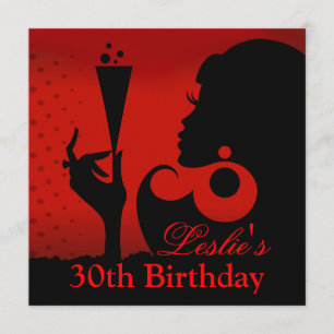 30th Birthday Cocktail Party red Invitation