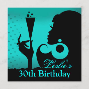 30th Birthday Cocktail Party teal Invitation