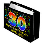 [ Thumbnail: 30th Birthday - Colorful Music Symbols, Rainbow 30 Gift Bag ]