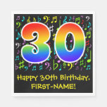 [ Thumbnail: 30th Birthday - Colorful Music Symbols, Rainbow 30 Napkins ]