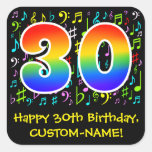 [ Thumbnail: 30th Birthday: Colorful Music Symbols, Rainbow 30 Sticker ]