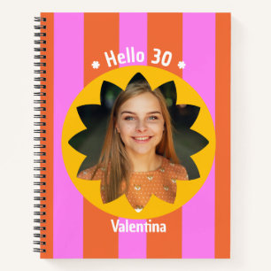 30th birthday colorful photo name trendy cute notebook