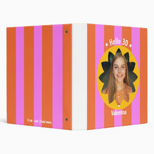 30th birthday colorful photo pink yellow trendy 3 ring binder