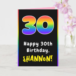 30th Birthday: Colorful Rainbow # 30, Custom Name Card