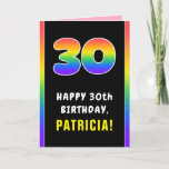 [ Thumbnail: 30th Birthday: Colorful Rainbow # 30, Custom Name Card ]