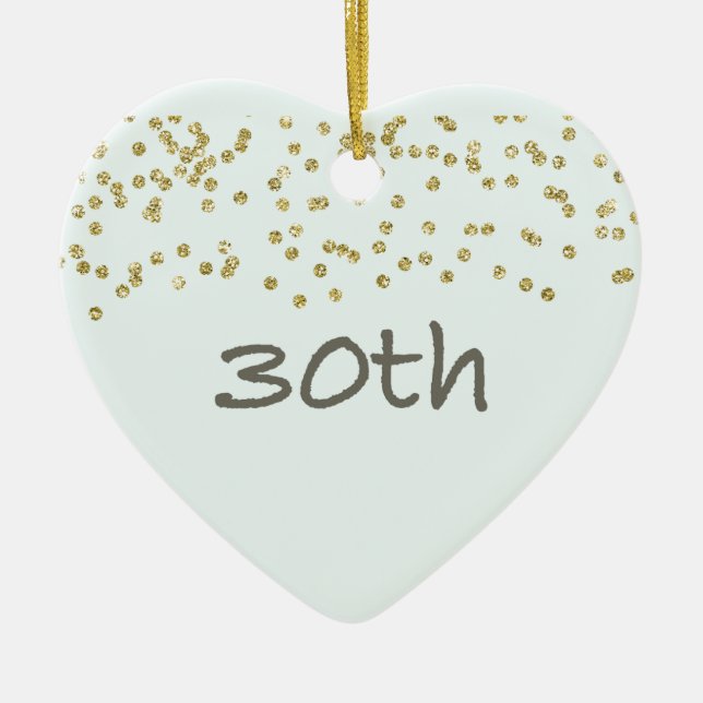 30th Birthday Confetti Ceramic Ornament (Front)