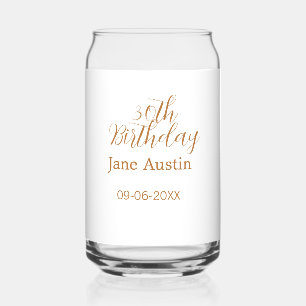 30th birthday copper brown simple stylish name dat can glass