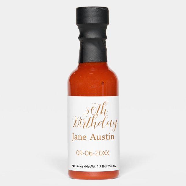 30th birthday copper brown simple stylish name dat hot sauces (Front)