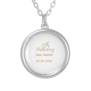 30th birthday copper brown simple stylish name dat silver plated necklace