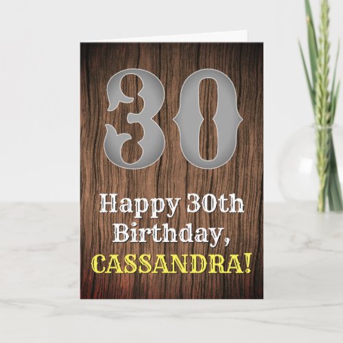 30th Birthday Country Western Inspired Look Name Card