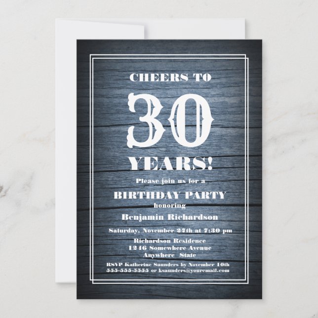 30th Birthday Country Wood Party Invitation (Front)