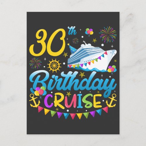 30th Birthday Cruise B_Day Party Postcard