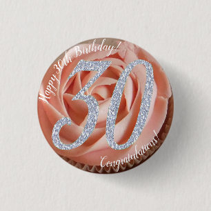 30th Birthday Cupcake 3 Cm Round Badge Button