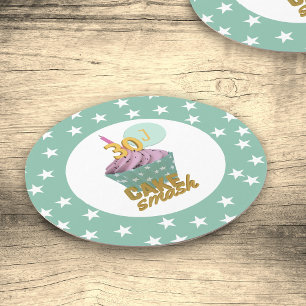 30th Birthday Cupcake Smash Party Paper Coaster