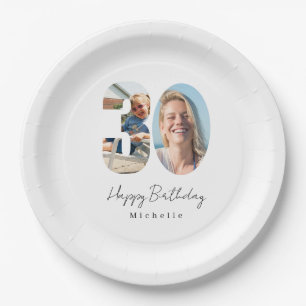30th Birthday Custom Photo Paper Plates