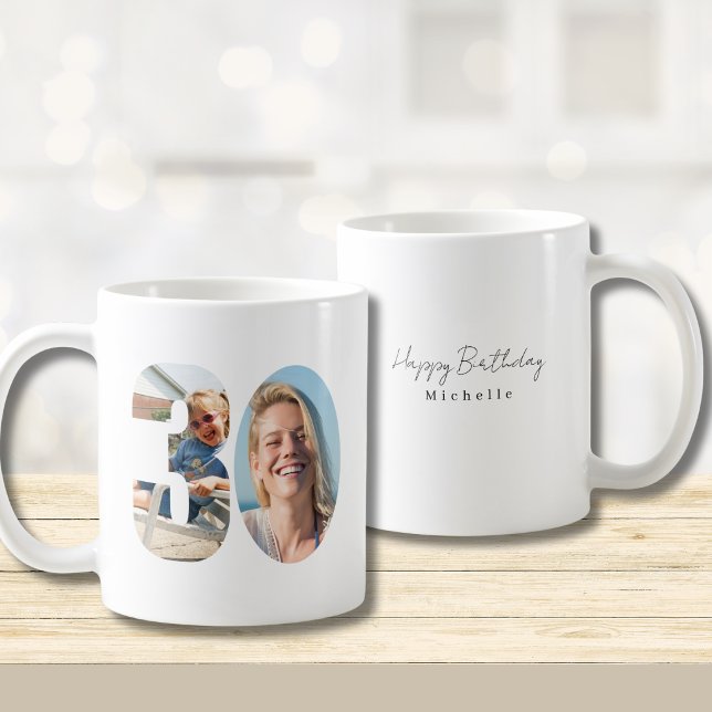 30th Birthday Custom Two Photo  Coffee Mug (Creator Uploaded)