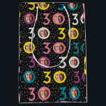 30th Birthday Customize Photo Medium Gift Bag<br><div class="desc">Fun 30th year old birthday pattern to celebrate this milestone year. Customize the zero with your birthday buddy's picture.</div>