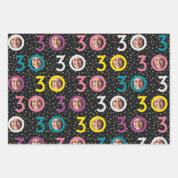30th Birthday Customize Photo Wrapping Paper Sheets
