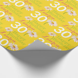 30th birthday daisy flower named yellow gift wrap