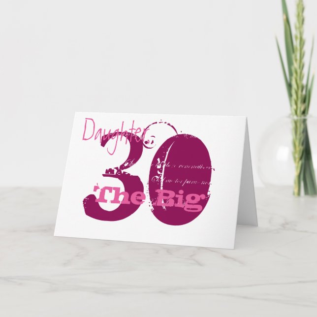 30th Birthday daughter, burgundy, pink text white Card (Front)
