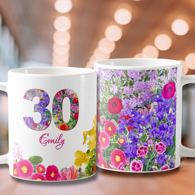 30th Birthday Daughter Gift – Floral Number 30 Coffee Mug (Creator Uploaded)